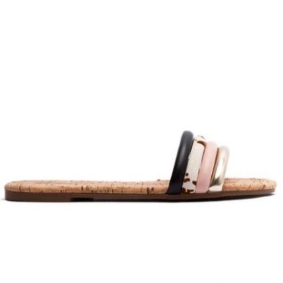 Puffy Strap Slide Sandals in Multi Cow Print - Picture 9 of 9